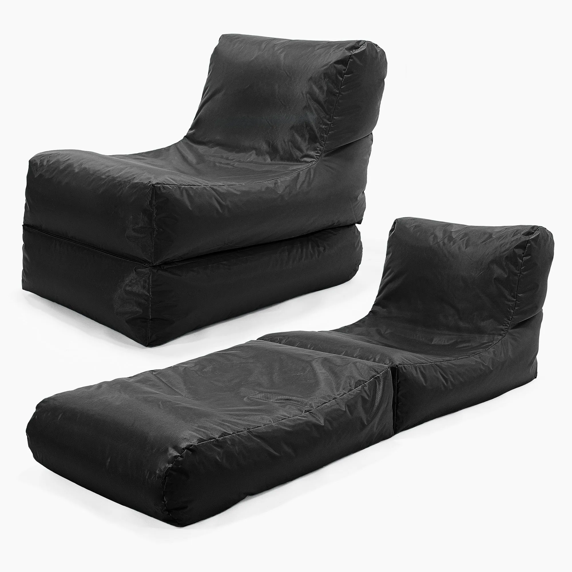 2 in 1 Garden Sun Lounger Bean Bag - SmartCanvas™ Black