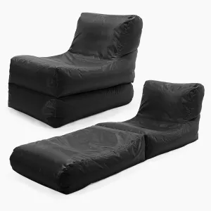 2 in 1 Garden Sun Lounger Bean Bag - SmartCanvas™ Black
