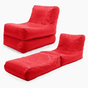 2 in 1 Garden Sun Lounger Bean Bag - SmartCanvas™ Red