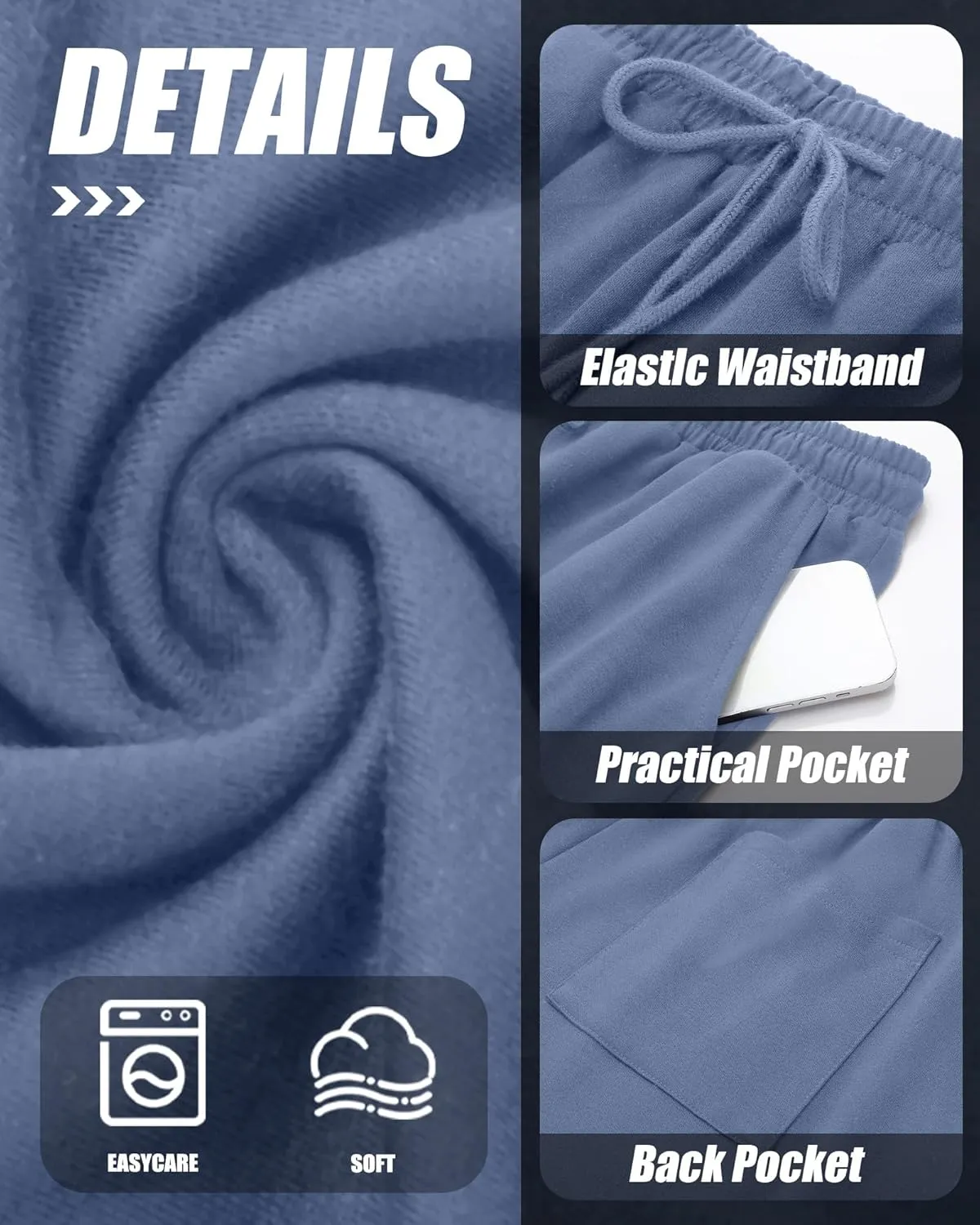 3 Pack Men's Big and Tall Sweatpants Athletic Workout Lounge Pants Plus Size Drawstring Joggers with 3 Pockets