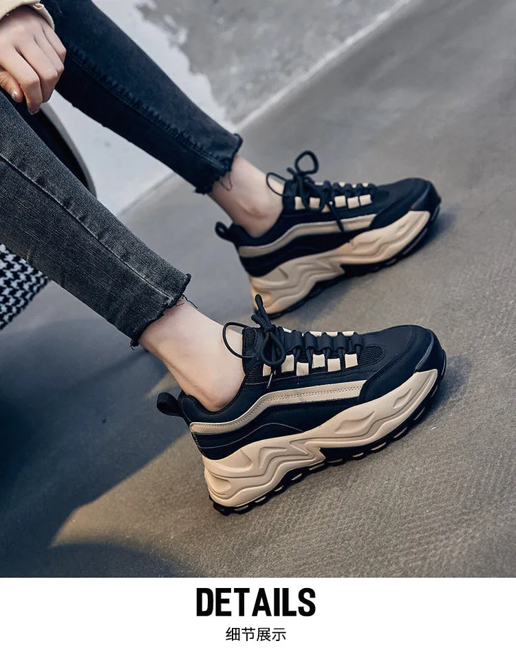 Amozae-- 2024 Spring New Women's Casual Shoes Comfortable Lace-Up Sneakers Women's Shoes Thick-Soled Increased Women's Vulcanized Shoes