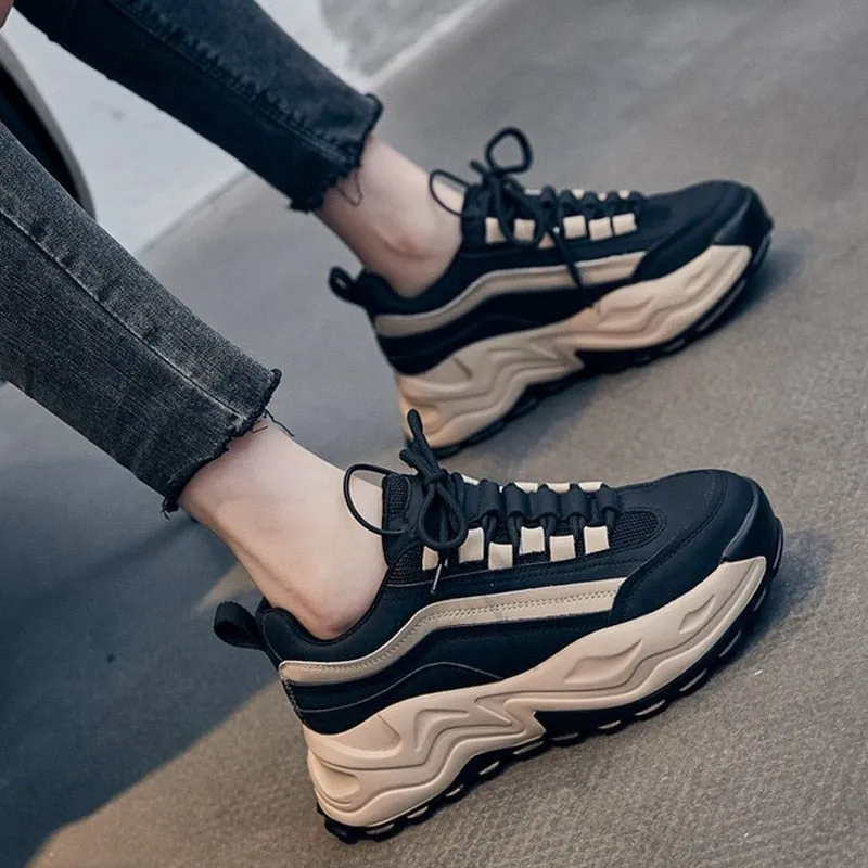 Amozae-- 2024 Spring New Women's Casual Shoes Comfortable Lace-Up Sneakers Women's Shoes Thick-Soled Increased Women's Vulcanized Shoes