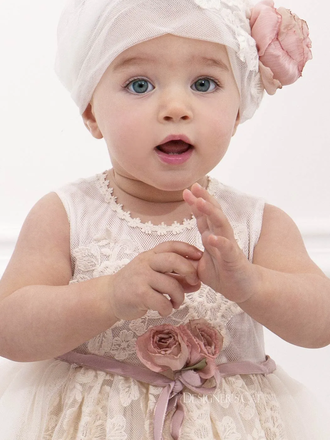 Baptism Lace dress for girl - FRIDA Ivory