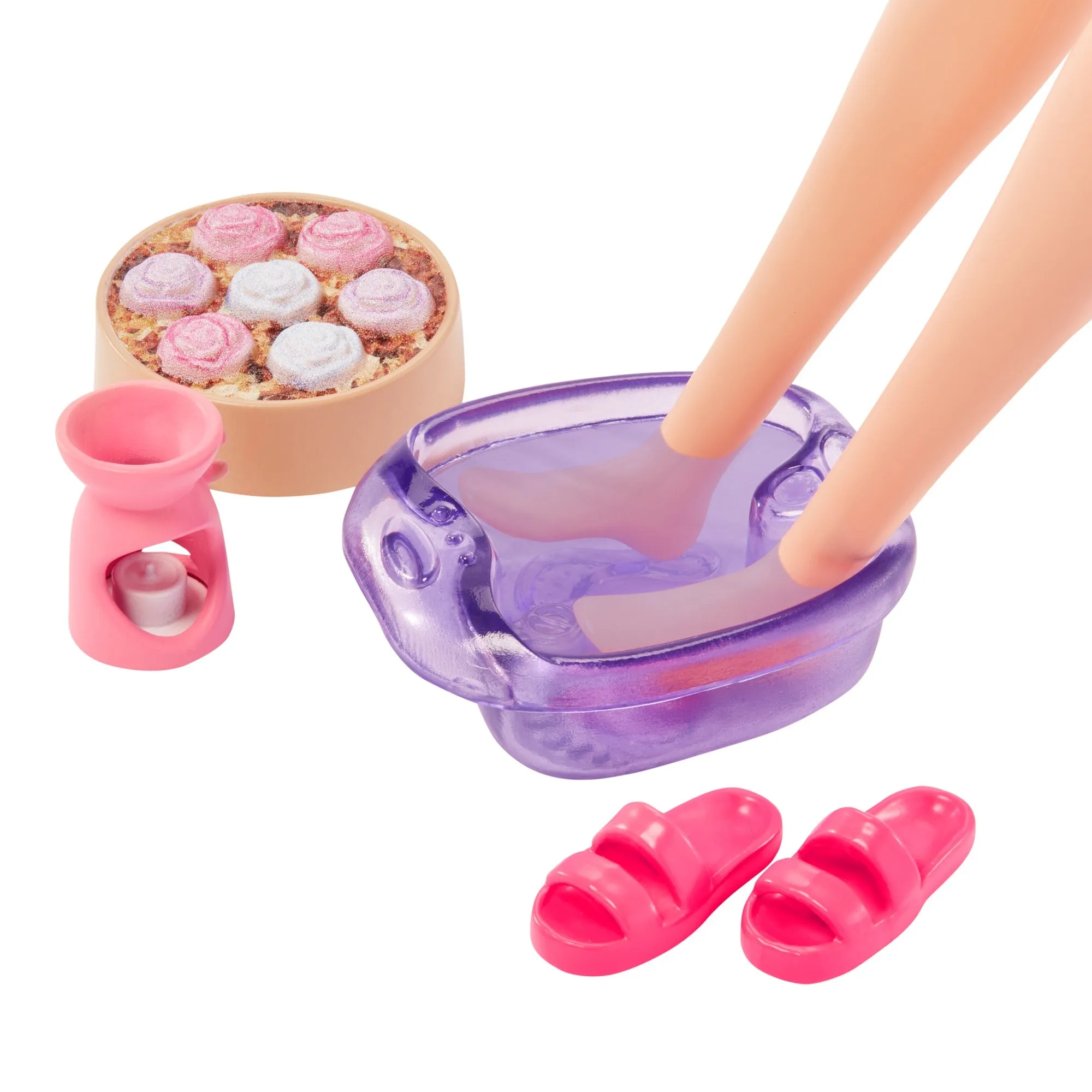 Barbie Wellness Doll Playset with Blonde Doll with Pet Puppy, Barbie Sets, Spa Day, Lemon Print Bathrobe, Headband and Eye Mask for Kids Ages 3 