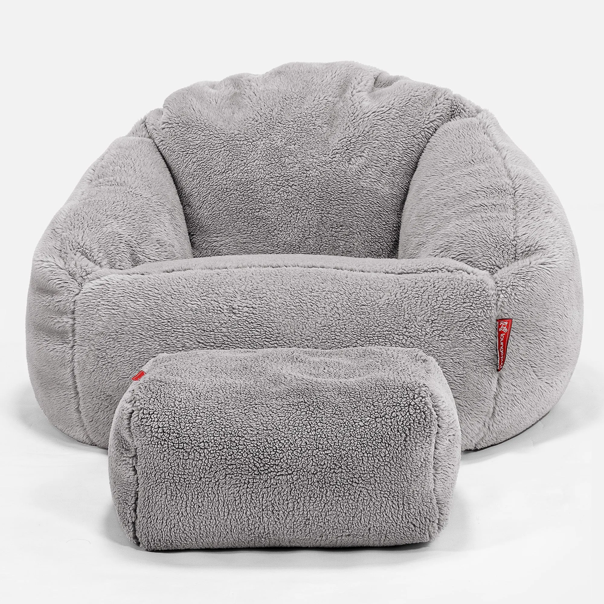 Bubble Bean Bag Chair - Teddy Faux Fur Medium Grey