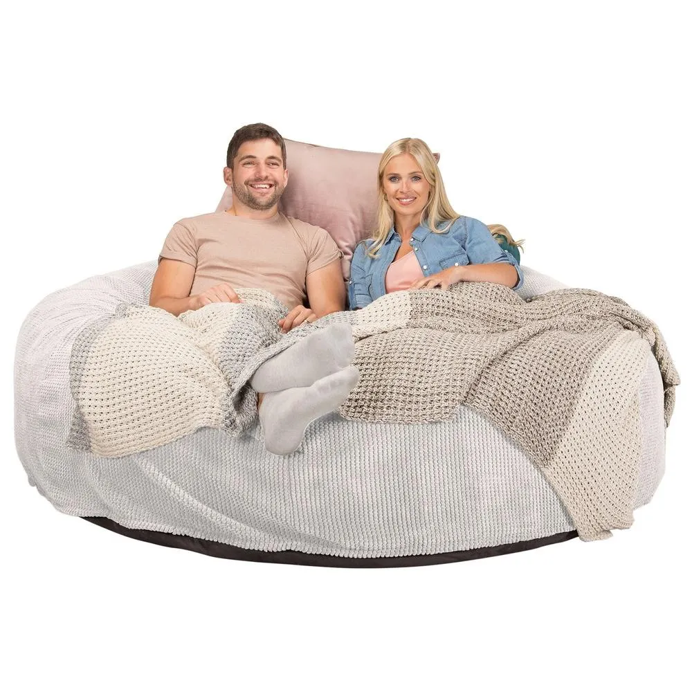 CloudSac 3000 XXL King Sized Memory Foam Beanbag Sofa - Pom Pom Ivory