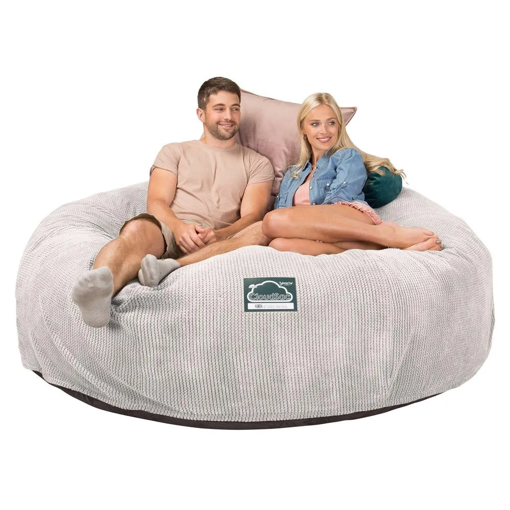 CloudSac 3000 XXL King Sized Memory Foam Beanbag Sofa - Pom Pom Ivory