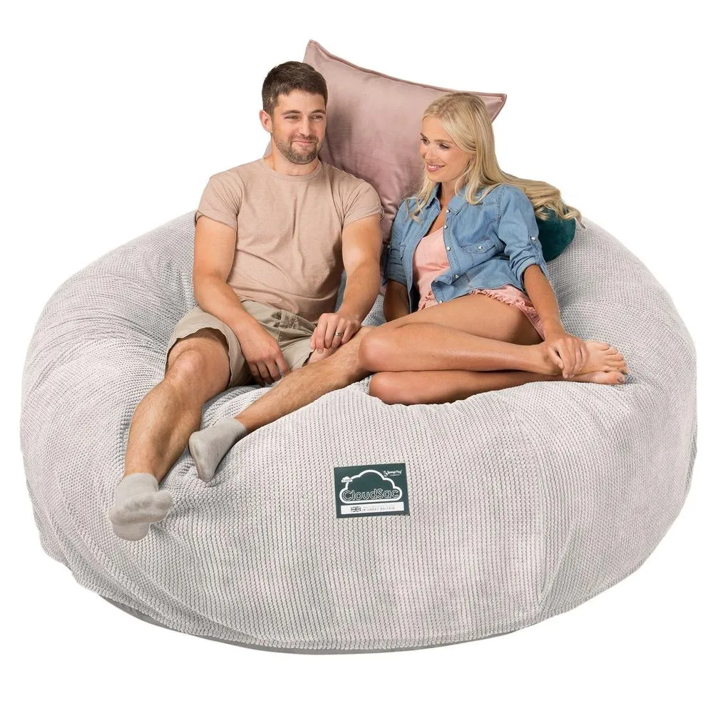 CloudSac 3000 XXL King Sized Memory Foam Beanbag Sofa - Pom Pom Ivory