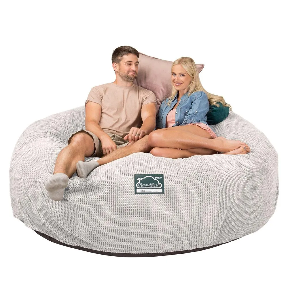 CloudSac 3000 XXL King Sized Memory Foam Beanbag Sofa - Pom Pom Ivory