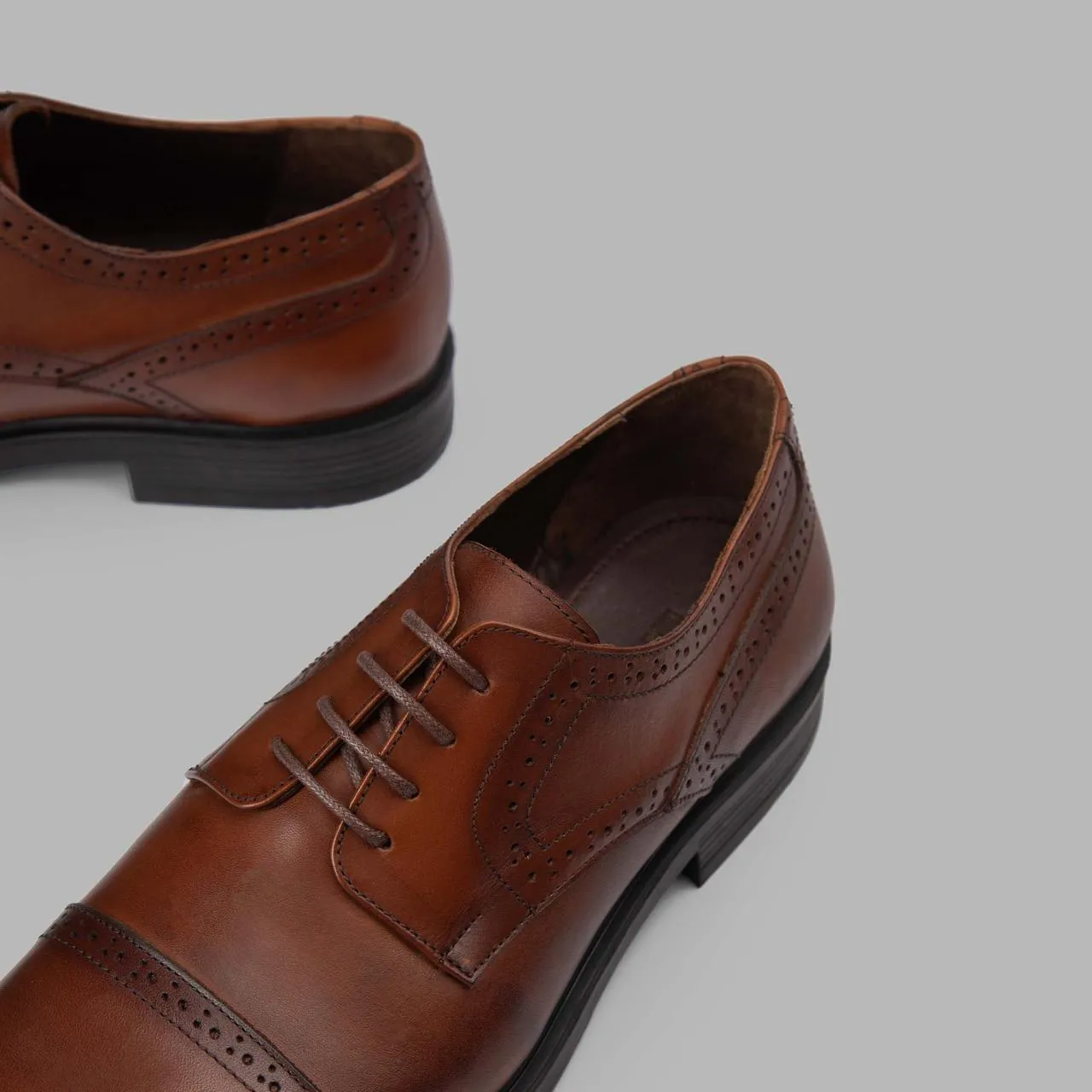 Derby Cap Toe Shoes - HAVAN