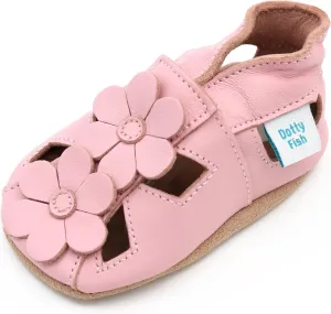 Dotty Fish Infant and Toddler Soft Leather Sandals ?C Barefoot-Friendly, Non-Slip Suede Sole, Podiatrist Recommended, Breathable Baby-Safe Leather, British Brand ?C Fits 0?C4 Years