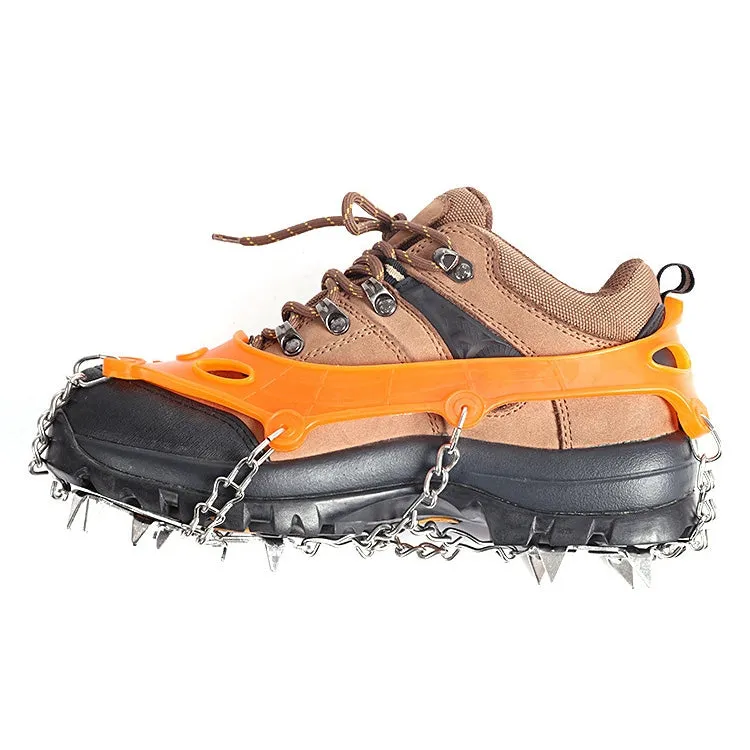 F12-3 12 Teeth Snow Anti-slip Rubber Shoe Cover Stainless Steel Welded Ice Grip, Size: M Black