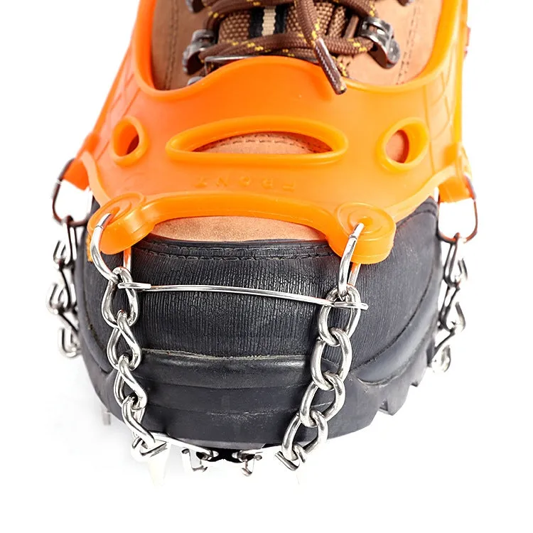 F12-3 12 Teeth Snow Anti-slip Rubber Shoe Cover Stainless Steel Welded Ice Grip, Size: M Black