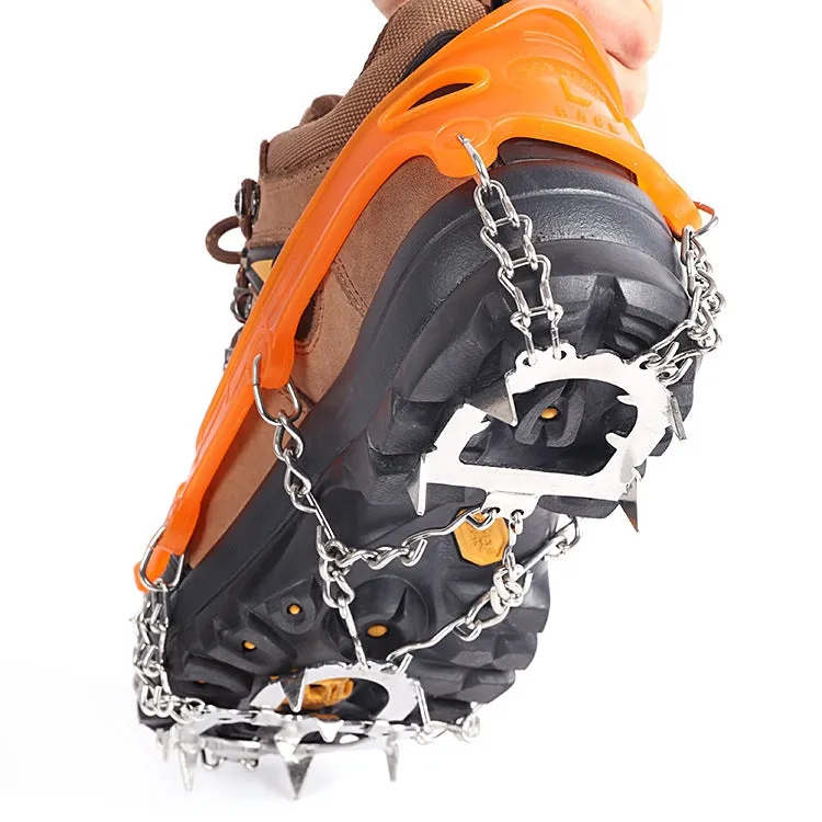 F12-3 12 Teeth Snow Anti-slip Rubber Shoe Cover Stainless Steel Welded Ice Grip, Size: M Black