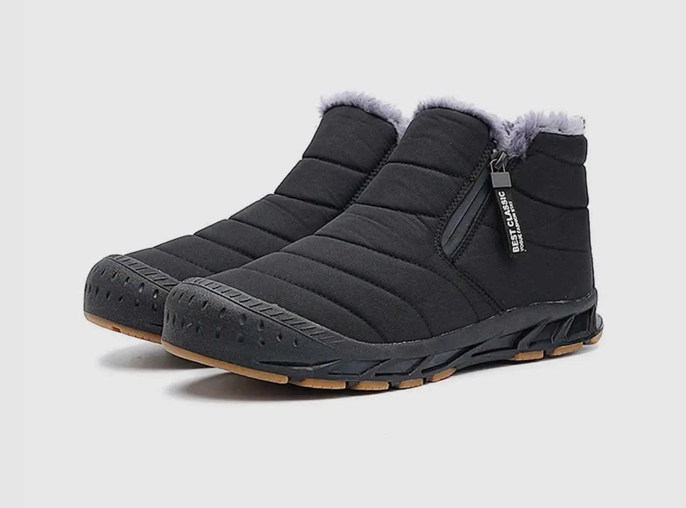 FitVille Men's Retro Round Toe Snow Boots