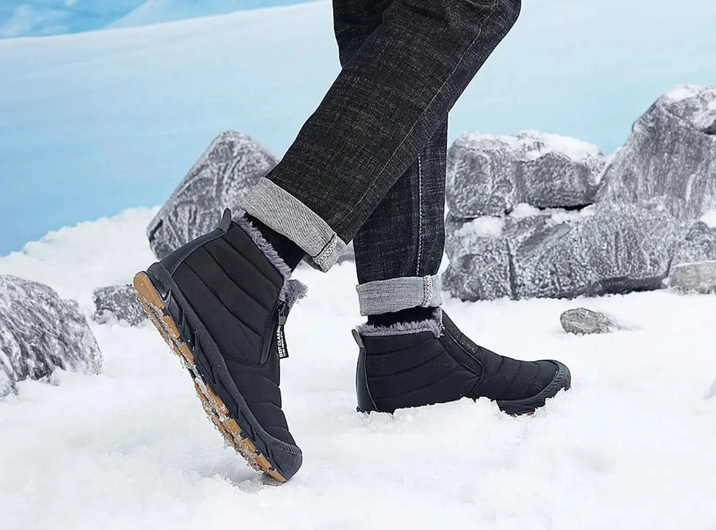 FitVille Men's Retro Round Toe Snow Boots