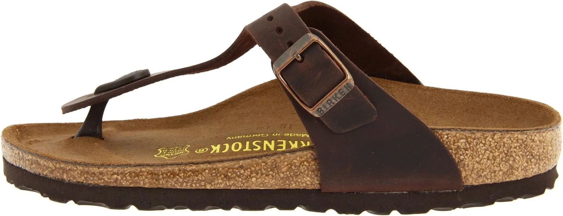 Gizeh Oiled Leather Birkenstock Flat Sandals in Habana Oiled Leather