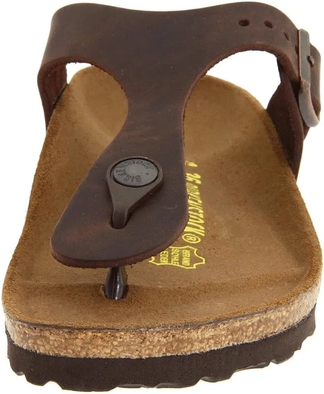 Gizeh Oiled Leather Birkenstock Flat Sandals in Habana Oiled Leather