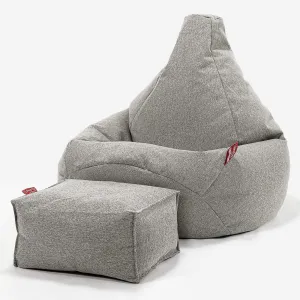 Highback Bean Bag Chair - Interalli Wool Silver