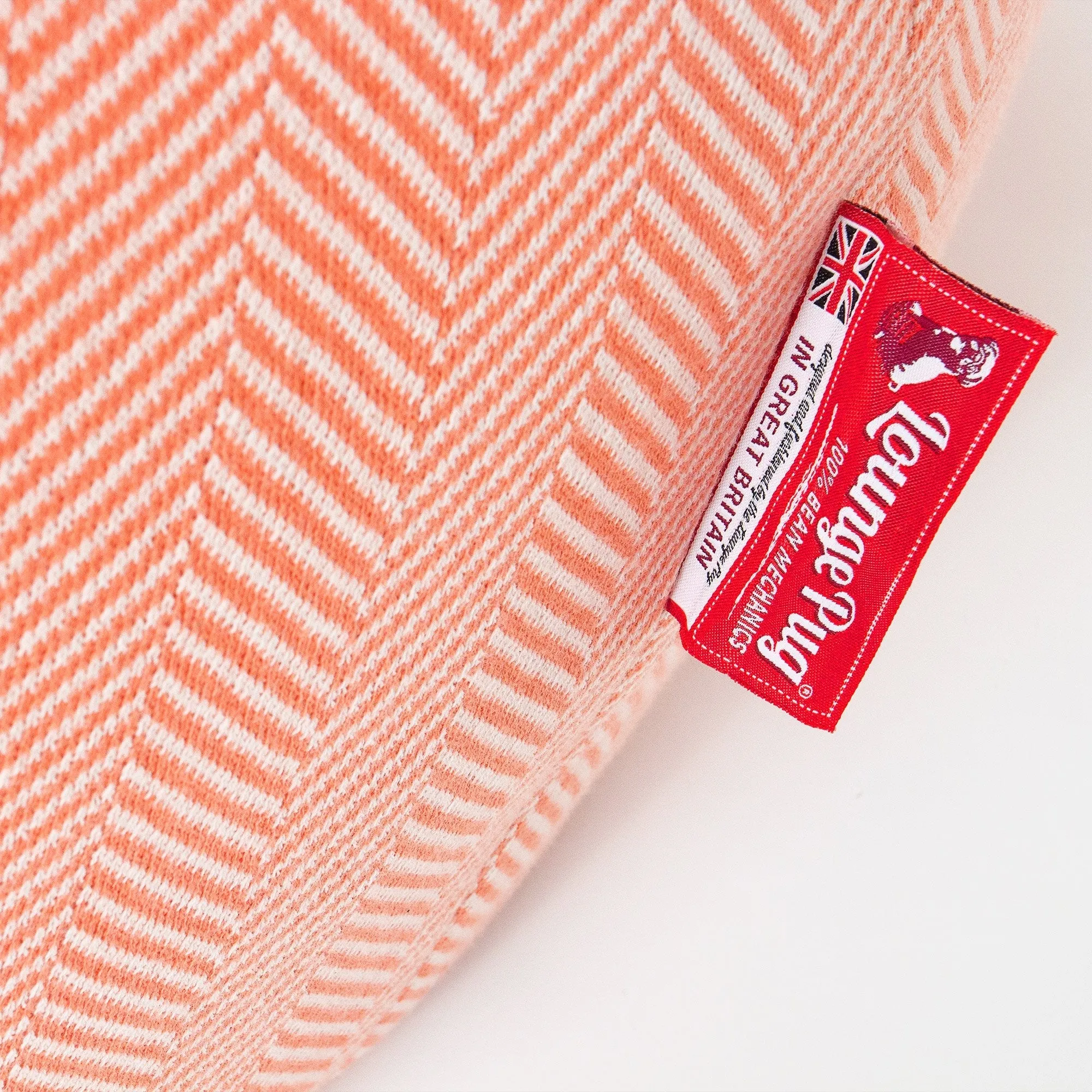 Highback Bean Bag Chair - Knitted Herringbone Coral Pink