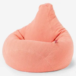 Highback Bean Bag Chair - Knitted Herringbone Coral Pink