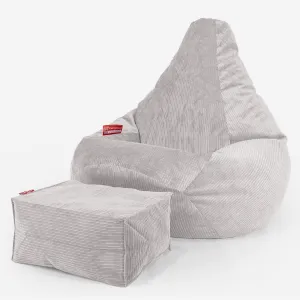 Highback Bean Bag Chair - Pinstripe Stone