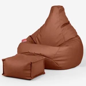 Highback Bean Bag Chair - Vegan Leather Chestnut