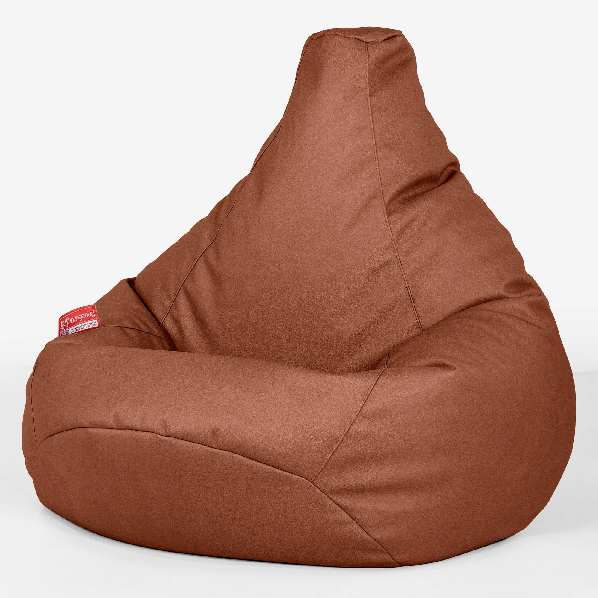 Highback Bean Bag Chair - Vegan Leather Chestnut