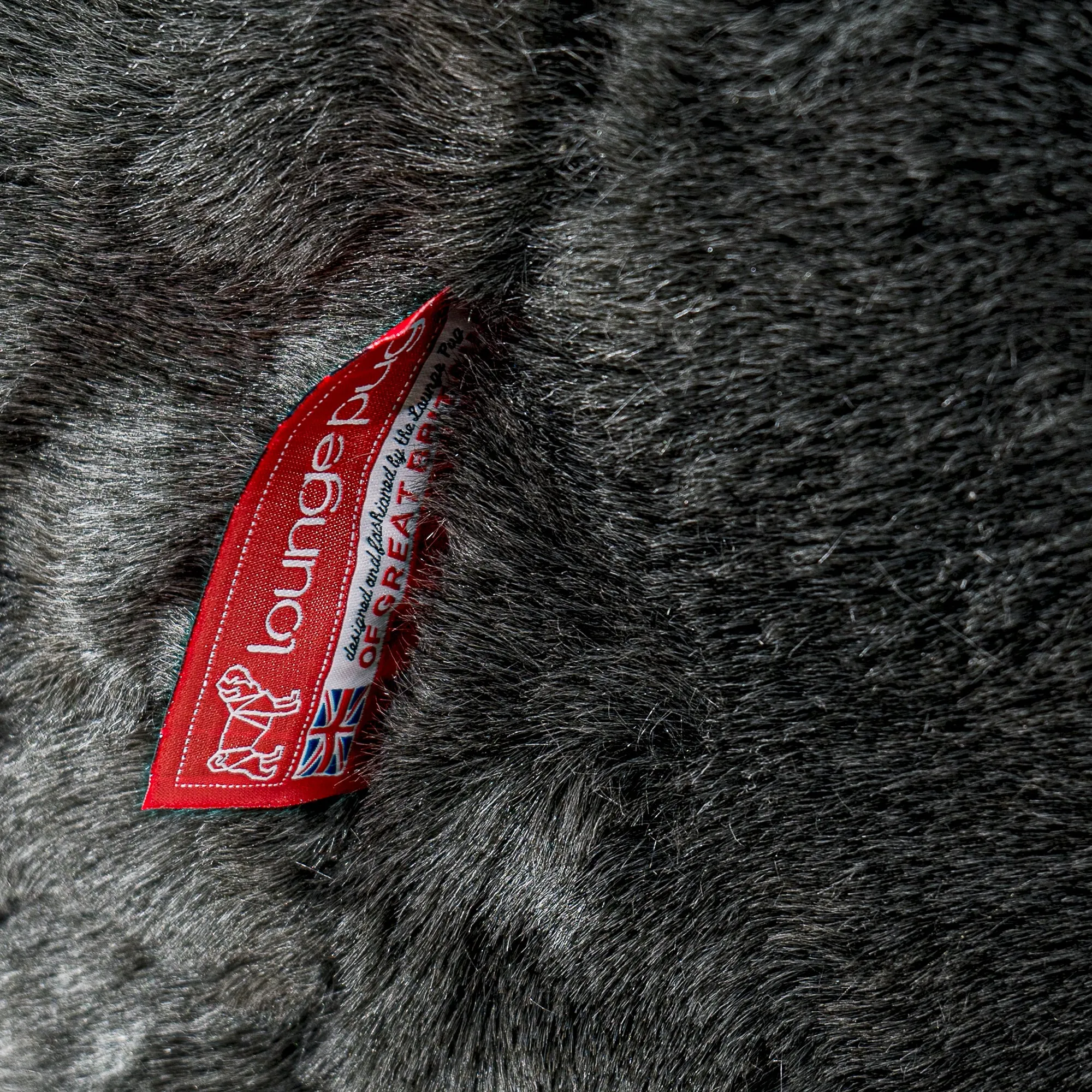 Lounger Beanbag - Faux Fur Sheepskin Black