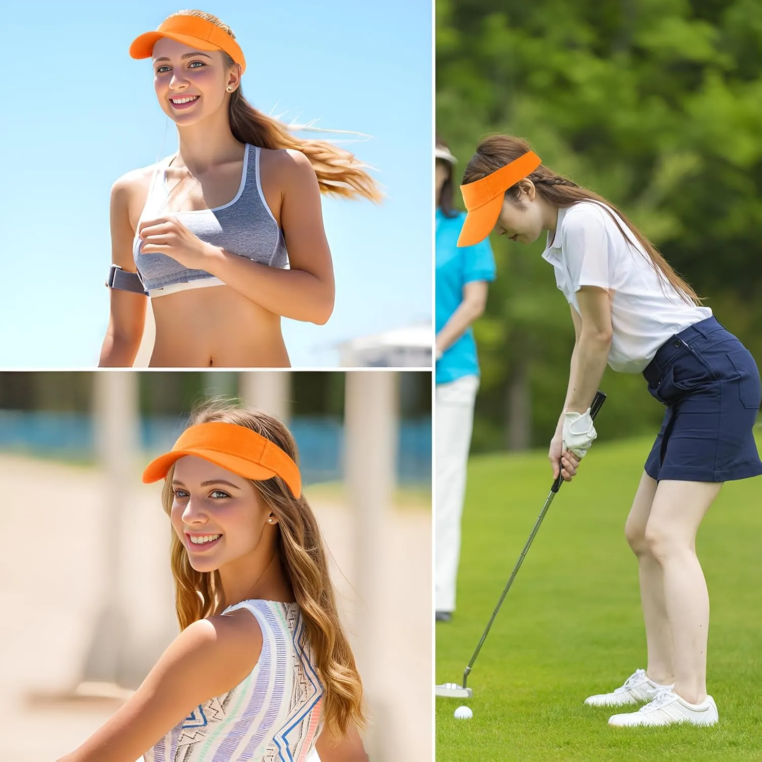 Marrywindix 5 Pieces Sport Wear Athletic Visor Sun Sports Visor Hat Visor Adjustable Cap for Women and Men (One Size)