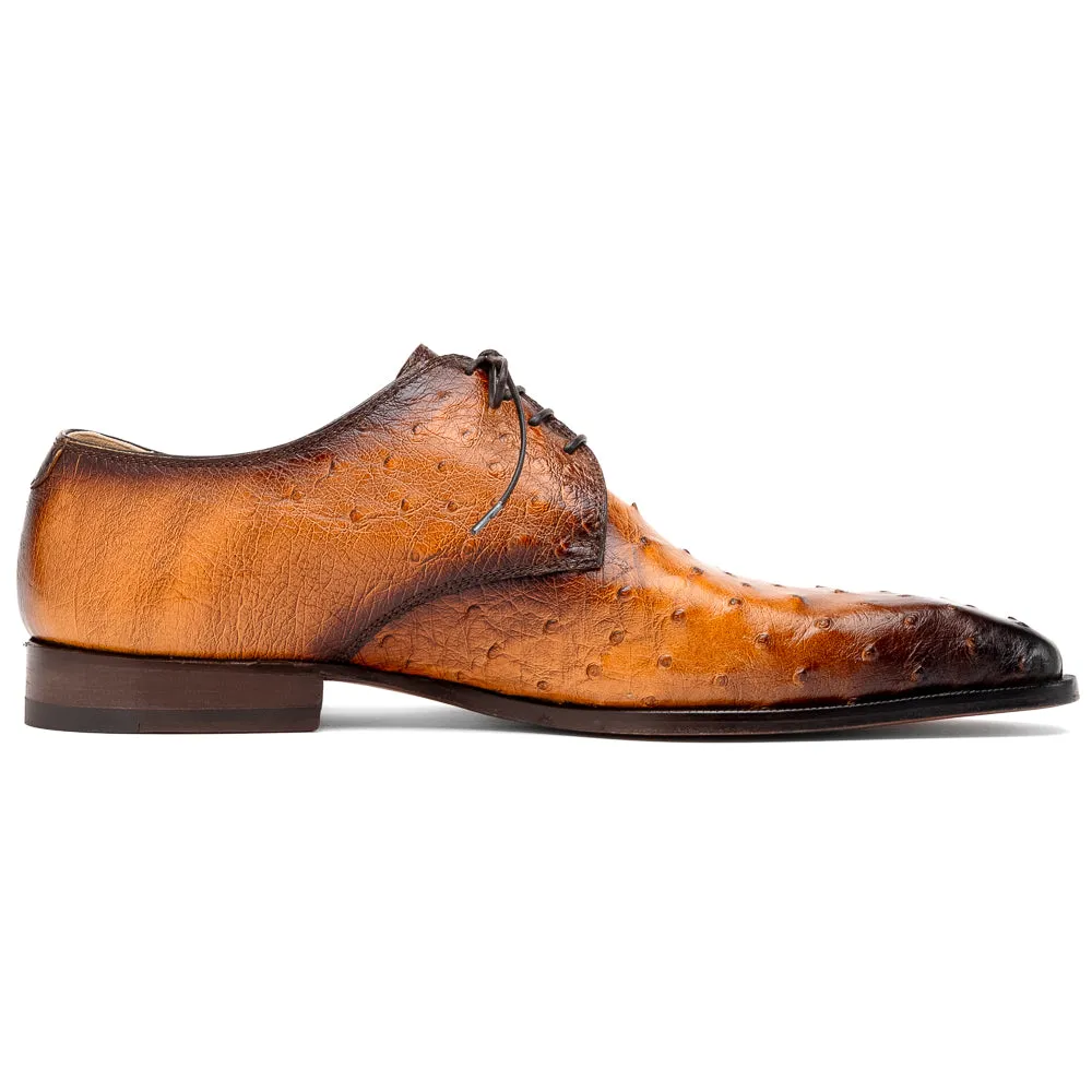 Mauri 1056/2 Dillinger Ostrich Derby Shoes Light Rust / Dirty Gold