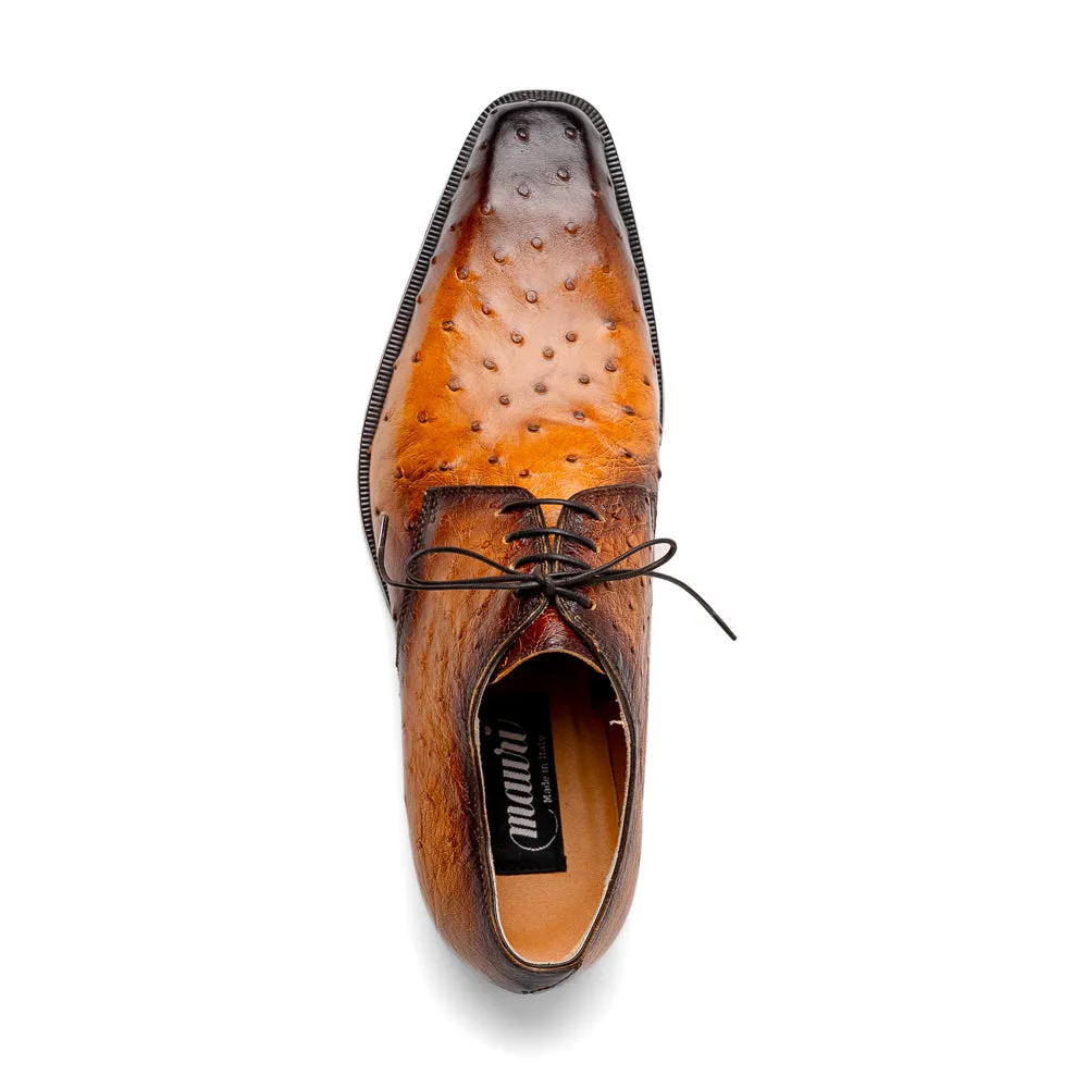 Mauri 1056/2 Dillinger Ostrich Derby Shoes Light Rust / Dirty Gold