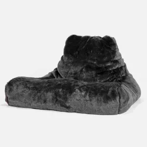 Mega Lounger Bean Bag - Faux Fur Sheepskin Black