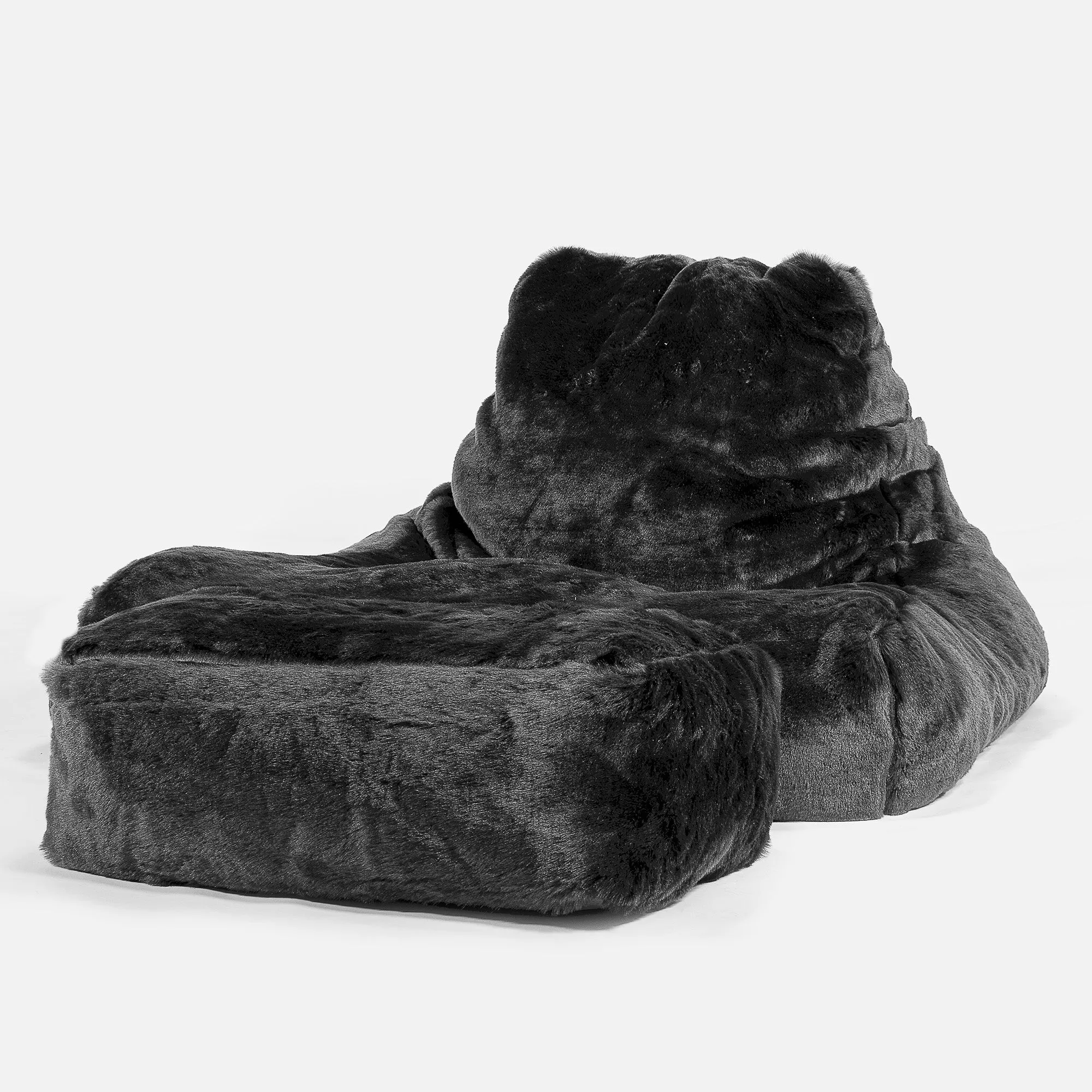 Mega Lounger Bean Bag - Faux Fur Sheepskin Black
