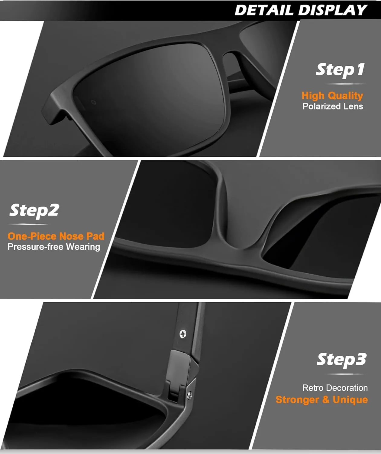 NSSIW Sunglasses Men Polarized Mens-Sunglasses: Classic Sun Glasses with UV400 Protection for Driving Fishing Golf 3 Packs