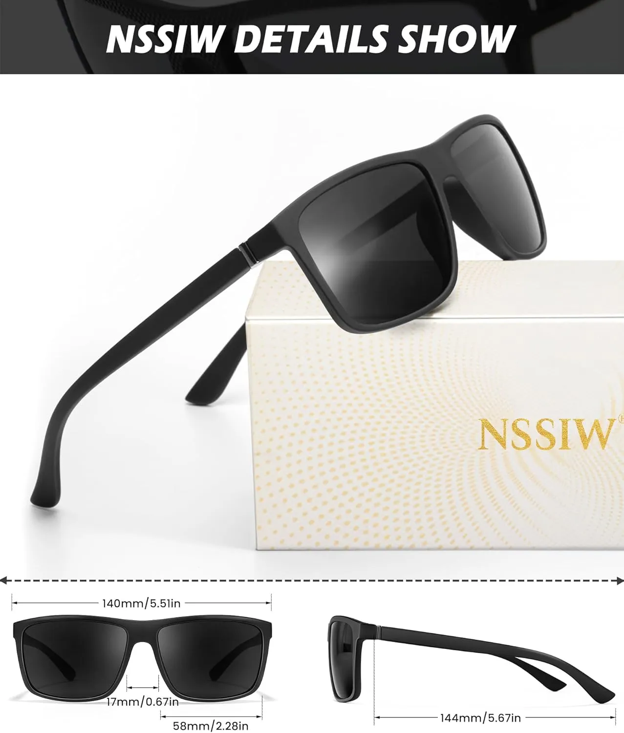 NSSIW Sunglasses Men Polarized Mens-Sunglasses: Classic Sun Glasses with UV400 Protection for Driving Fishing Golf 3 Packs
