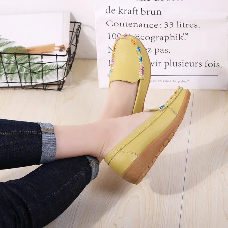 Owlkay New Ethnic Style Flat Heel Soft Soled Shoes