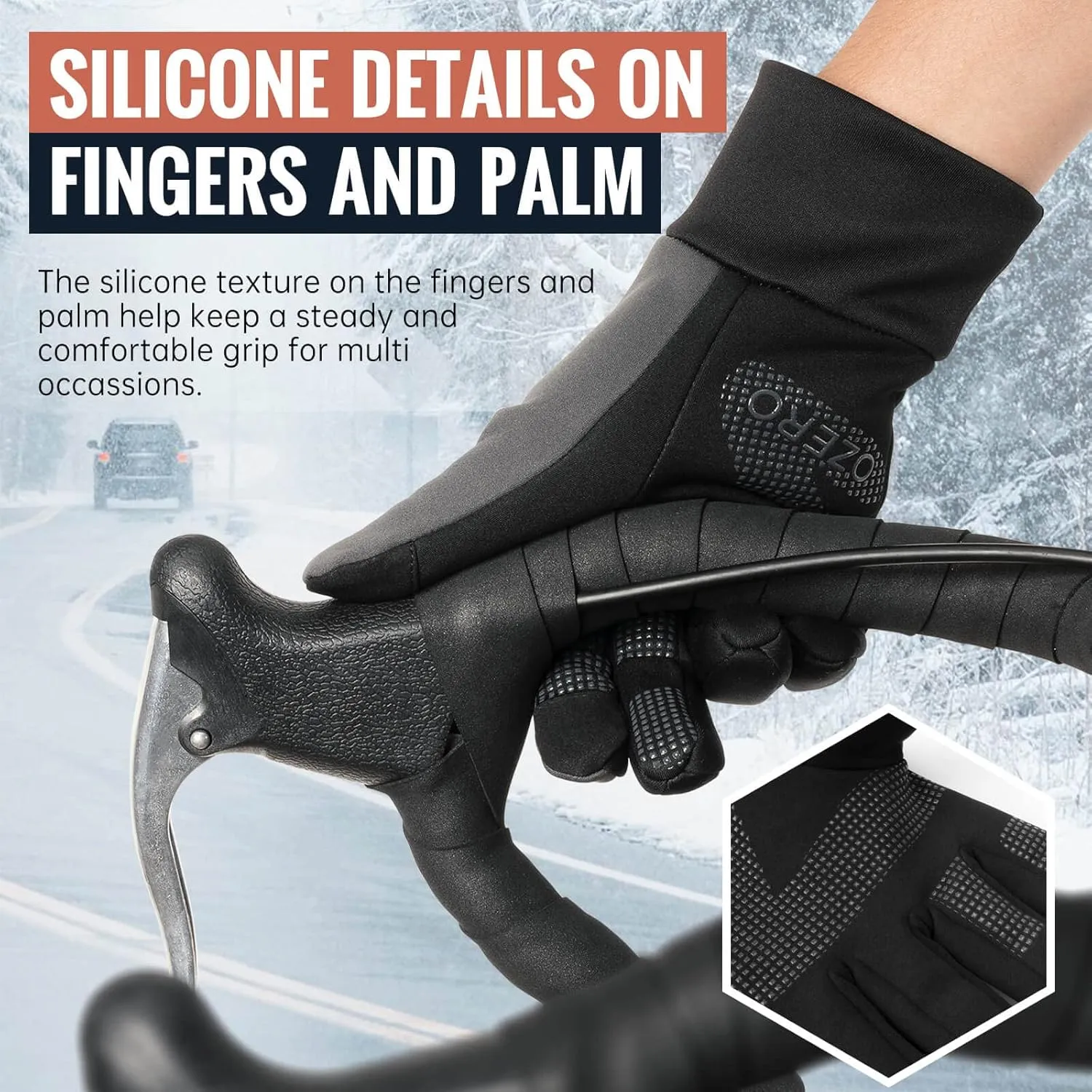 OZERO Winter Touchscreen Gloves for Men: Warm Running Gloves Windproof Water Resistant - Lightweight Thermal Glove for Hiking Cycling Driving