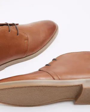 River Island Men's Chukka Boots Shoes Tan Leather Formal Work Dress