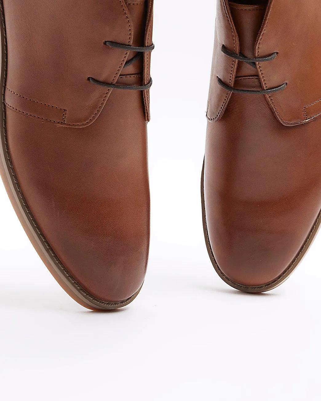River Island Men's Chukka Boots Shoes Tan Leather Formal Work Dress