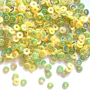 Sequins - Flat - Circle - 3mm - Pale Lemon with Green and Copper Lights (S25)