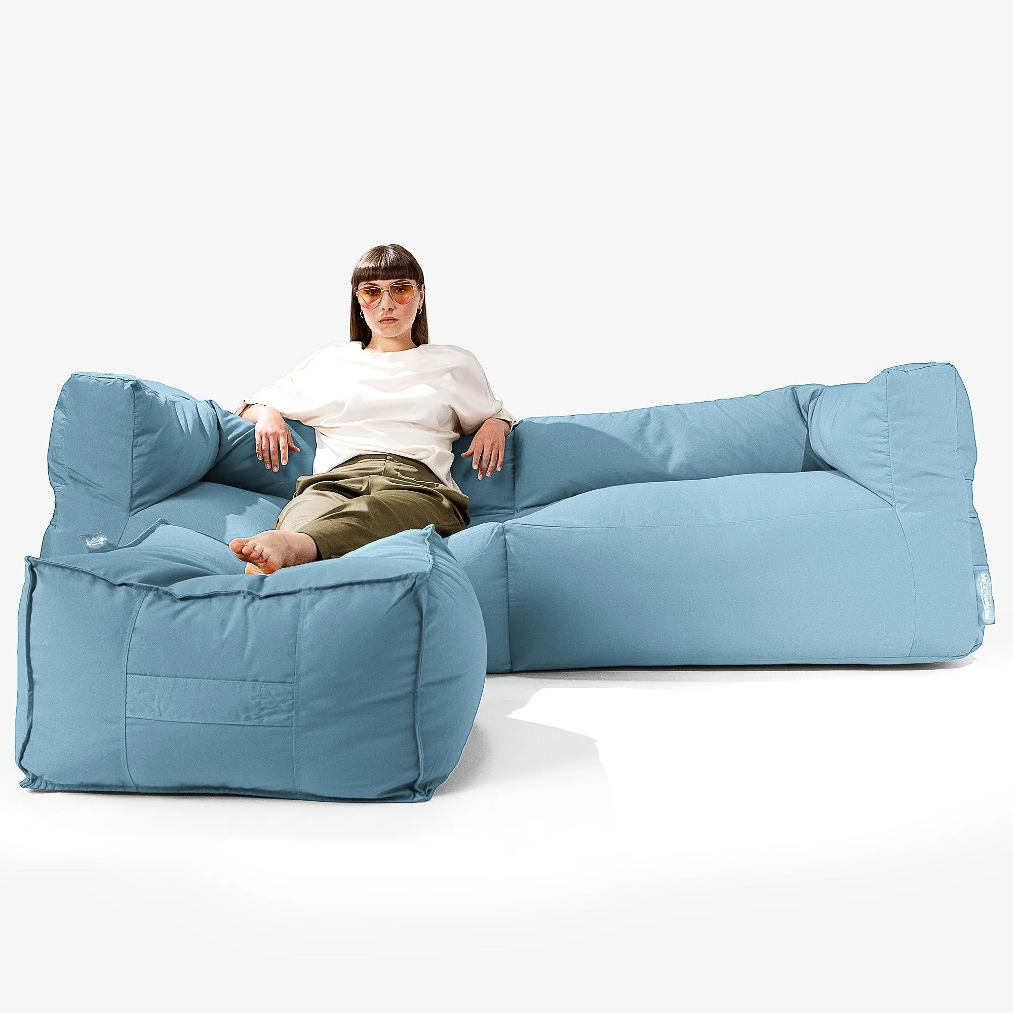 SoleiStorm™ Ultra 2000 h  3 Seater Sofa Outdoor Bean Bag - Olefin Baby Blue
