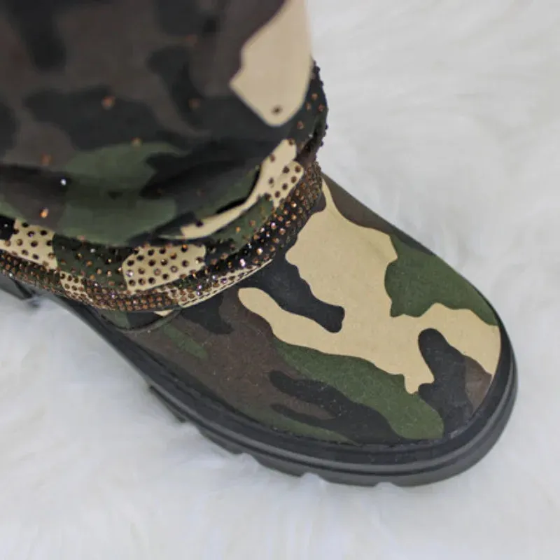 Sparkle Camouflage Platform Short Snow Boots