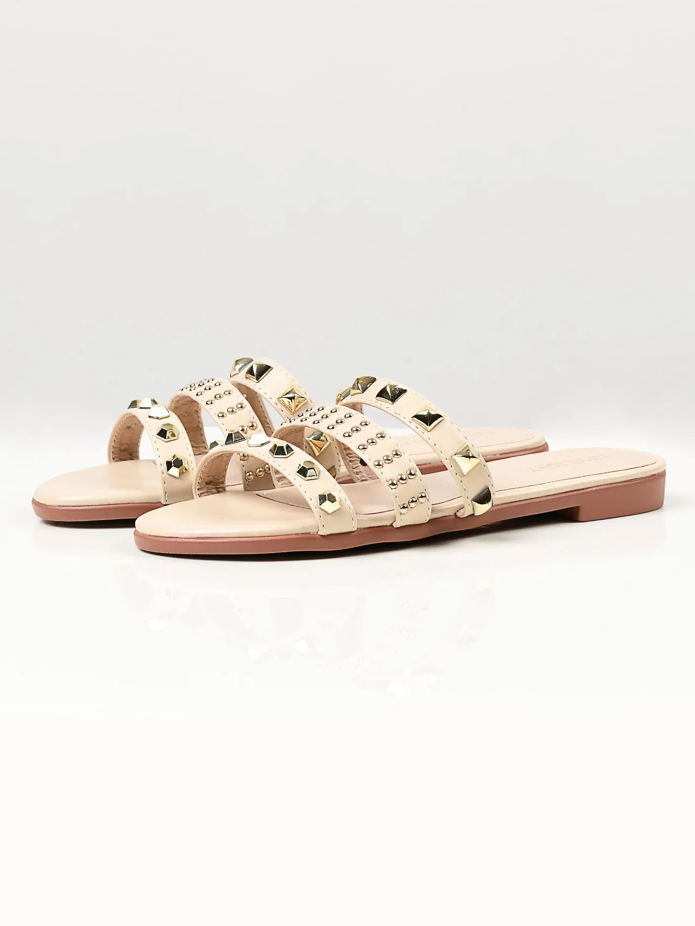 Studded Flats - Beige