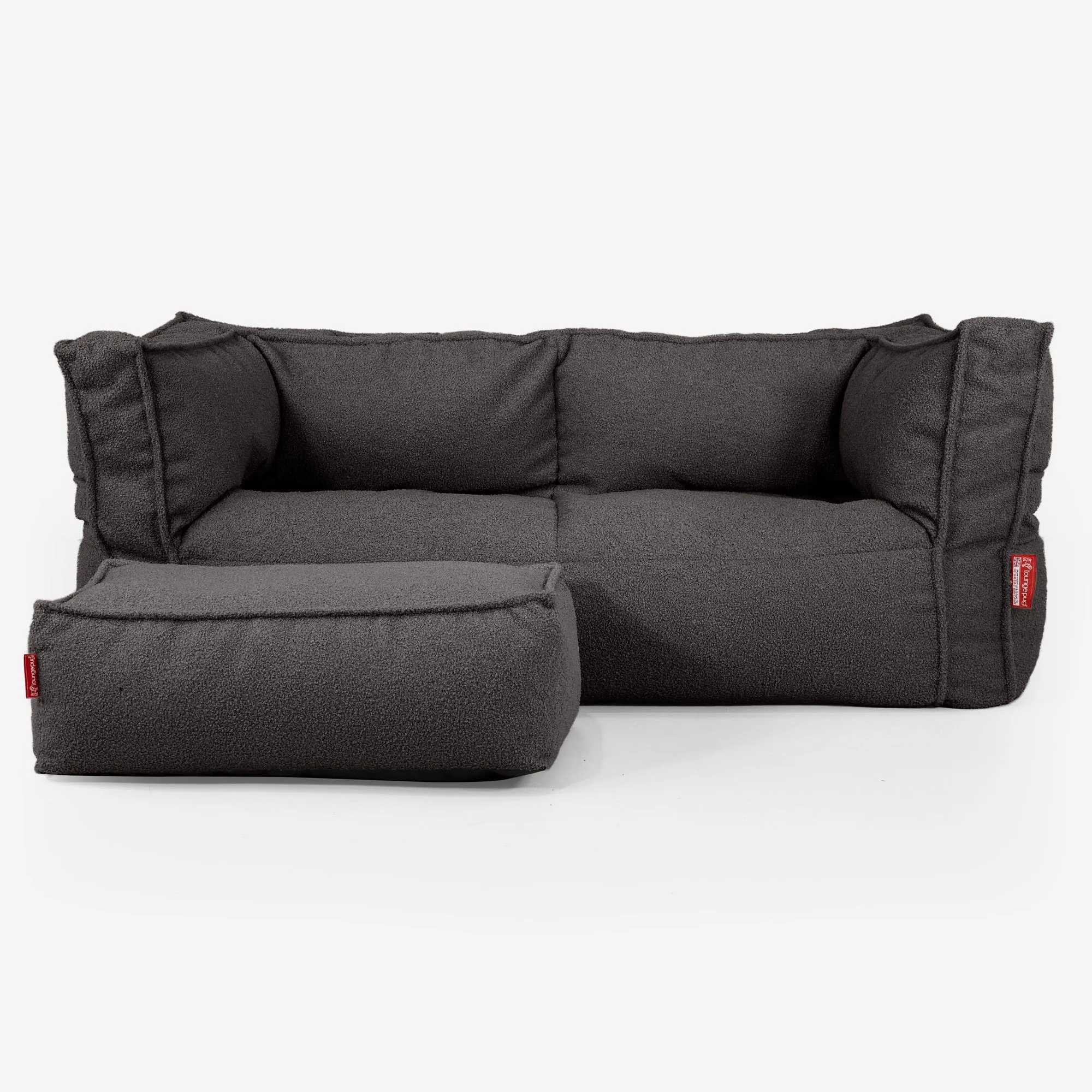 The 2 Seater Albert Sofa Bean Bag - Boucle Graphite Grey