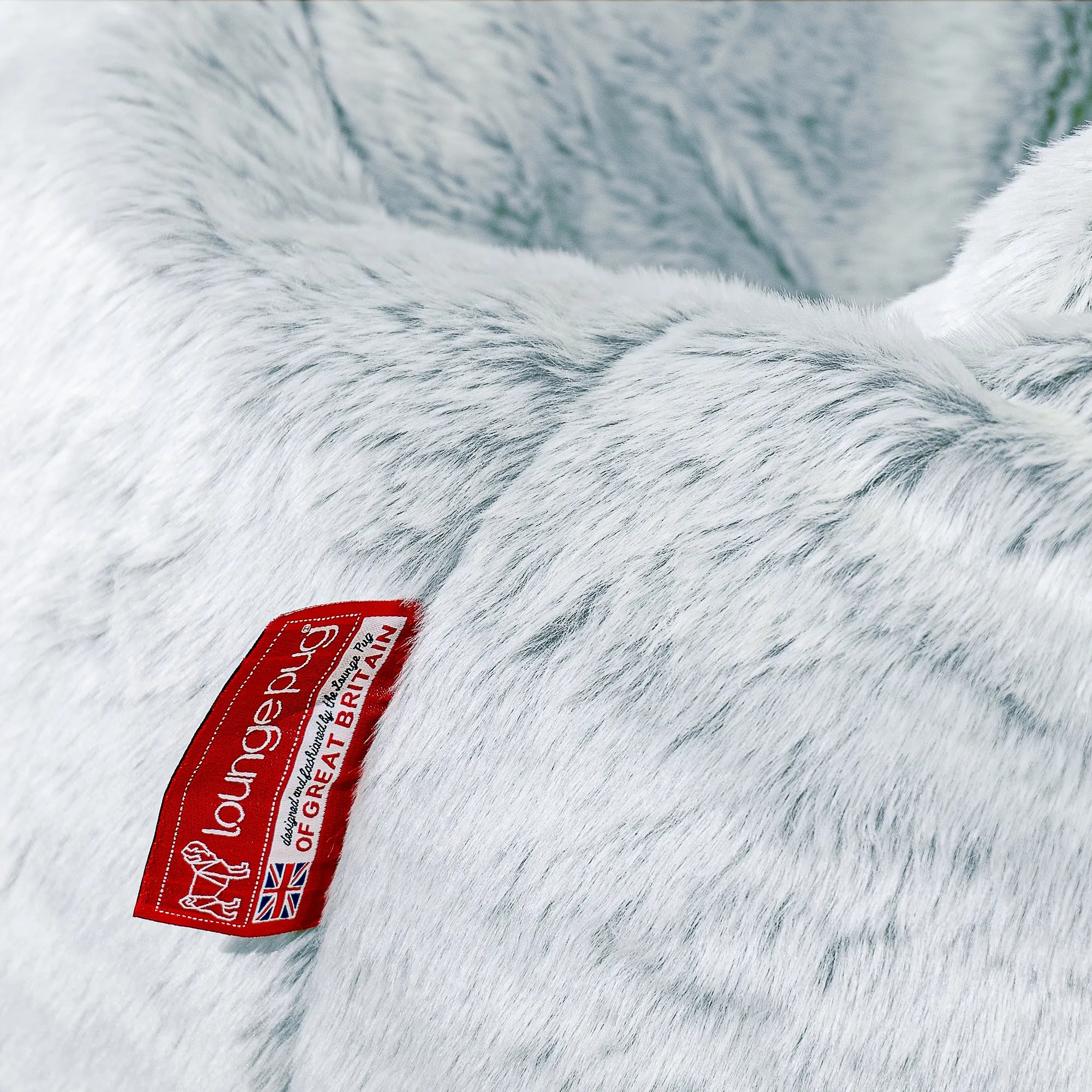 The 3 Seater Albert Sofa Bean Bag - Fluffy Faux Fur Rabbit Dusty Blue