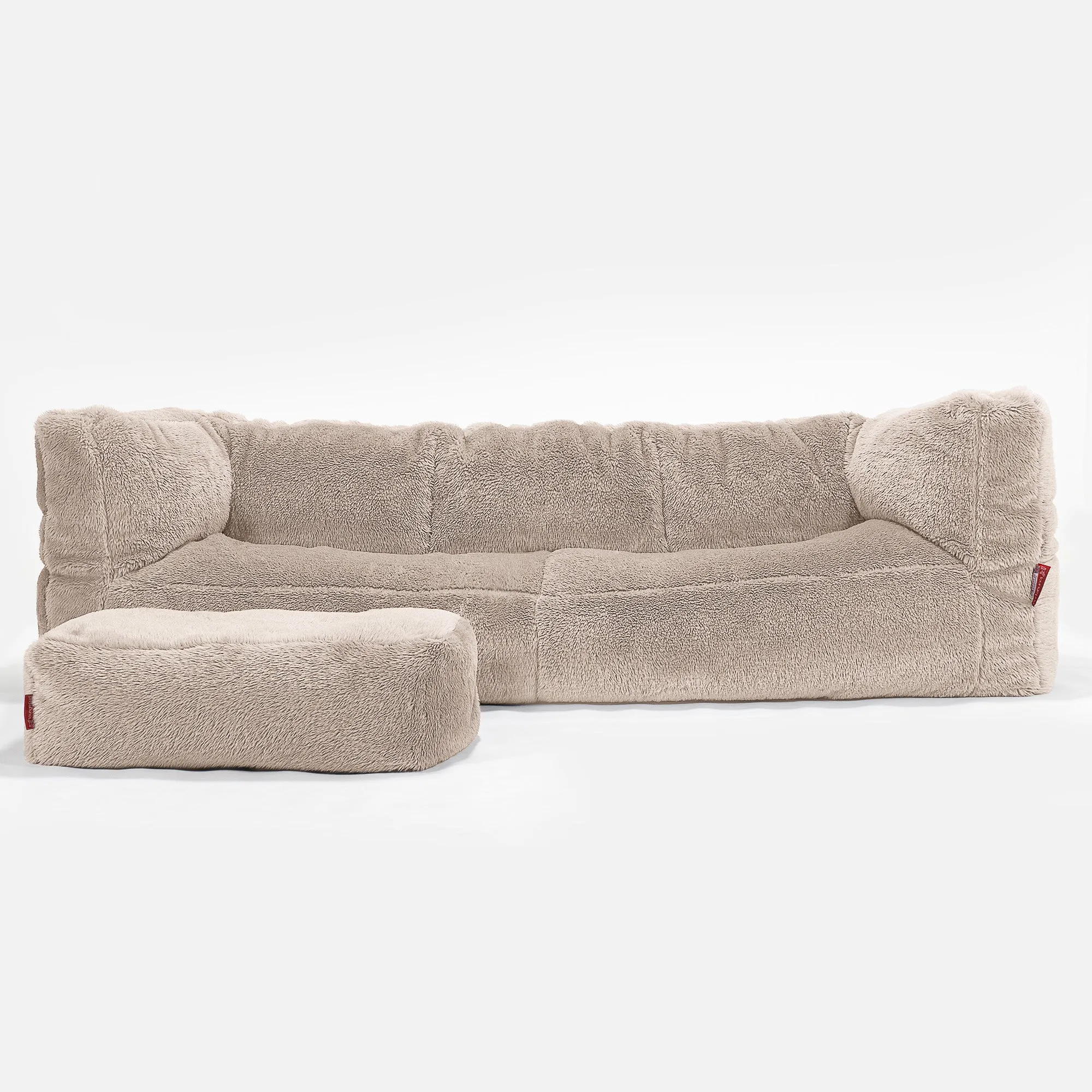 The 3 Seater Albert Sofa Bean Bag - Teddy Faux Fur Mink