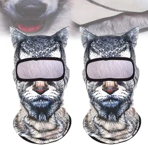 Winter Balaclava Cat Ski Mask Windproof with Ears Cute Full Face Shiesty Mask Animal Ski Face Mask for Outdoor Hiking Riding(2pcs-Type-B)