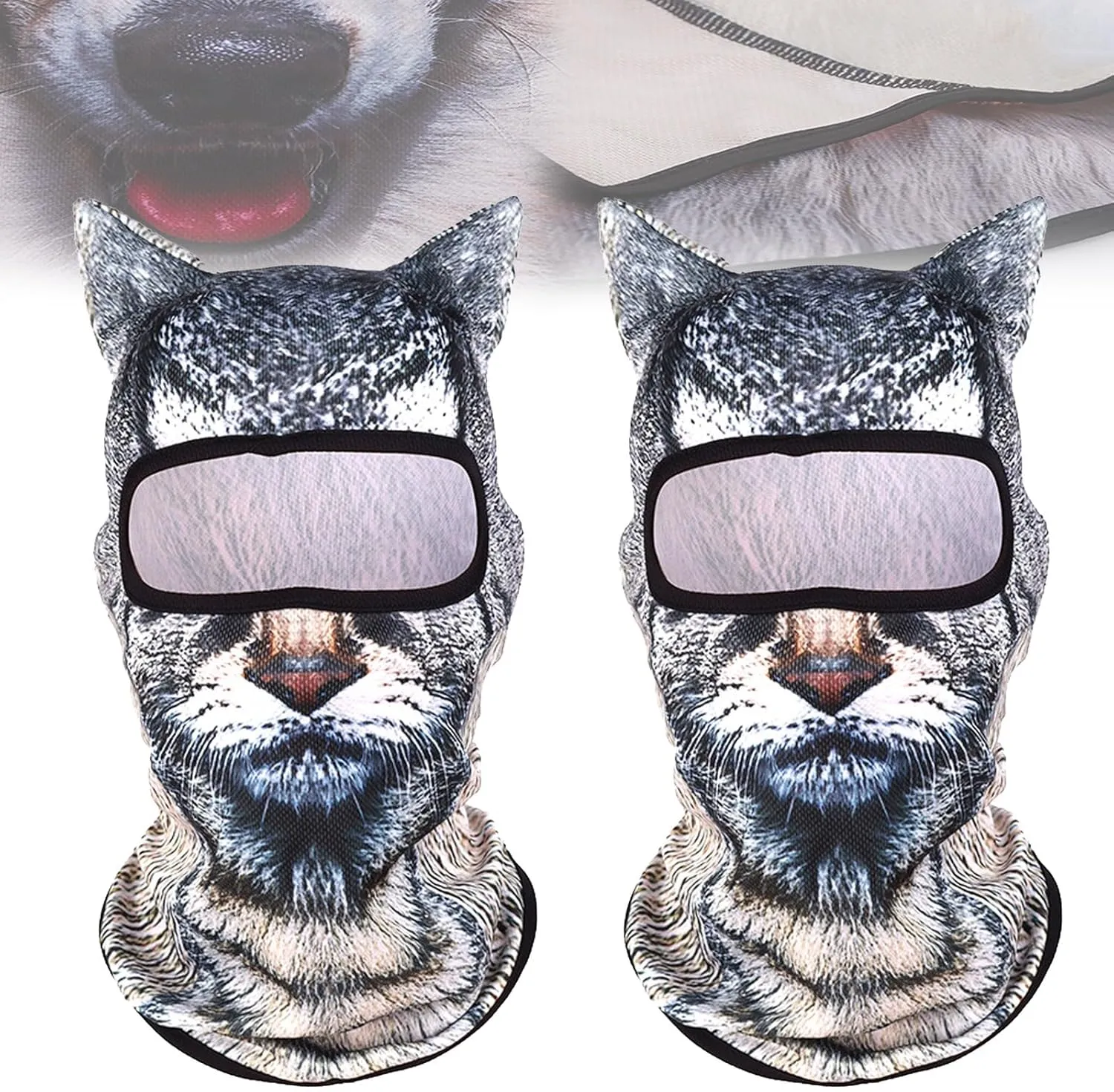 Winter Balaclava Cat Ski Mask Windproof with Ears Cute Full Face Shiesty Mask Animal Ski Face Mask for Outdoor Hiking Riding(2pcs-Type-B)