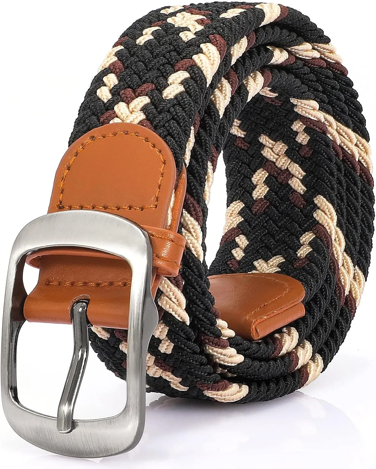 XZQTIVE Braided Belt Stretch Belt for Men and Women Multicolored Woven Golf Belt Elastic Jean Belts